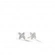 Petite X Stud Earrings in Sterling Silver with Diamonds, 8.4mm