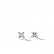 Petite X Stud Earrings in Sterling Silver with Diamonds, 8.4mm