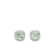 Albion® Stud Earrings in Sterling Silver with Prasiolite and Pave Diamonds