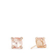 Chatelaine® Stud Earrings in 18K Rose Gold with Morganite and Pave Diamonds