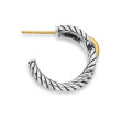 Cable Loop Hoop Earrings in Sterling Silver with 18K Yellow Gold