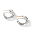 Cable Loop Hoop Earrings in Sterling Silver with Pave Diamonds