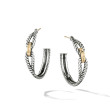 Cable Loop Hoop Earrings in Sterling Silver with 18K Yellow Gold