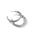 Cable Loop Hoop Earrings in Sterling Silver with 18K Yellow Gold