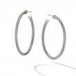 Cable Hoop Earrings in Sterling Silver, 1.5in