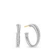 Crossover Hoop Earrings in Sterling Silver with Pave Diamonds