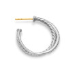 Crossover Hoop Earrings in Sterling Silver with Pave Diamonds