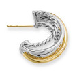 Crossover Shrimp Earrings in Sterling Silver with 18K Yellow Gold