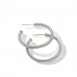 Cable Hoop Earrings in Sterling Silver, 1in