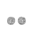 Cushion Stud Earrings in 18K White Gold with Pave Diamonds