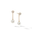 Solari Chain Drop Earrings in 18K Yellow Gold with Pearls and Pave Diamonds