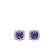 Petite Chatelaine® Pave Bezel Stud Earrings in Sterling Silver with Amethyst and Diamonds