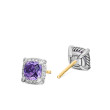 Petite Chatelaine® Pave Bezel Stud Earrings in Sterling Silver with Amethyst and Diamonds