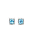 Petite Chatelaine® Pave Bezel Stud Earrings in Sterling Silver with Blue Topaz and Diamonds