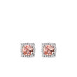 Petite Chatelaine® Pavé Bezel Stud Earrings in Sterling Silver with Morganite and Diamonds, 5mm