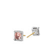Petite Chatelaine® Pavé Bezel Stud Earrings in Sterling Silver with Morganite and Diamonds, 5mm