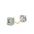 Petite Chatelaine® Pave Bezel Stud Earrings in Sterling Silver with Prasiolite and Diamonds