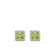 Petite Chatelaine® Pavé Bezel Stud Earrings in Sterling Silver with Peridot and Diamonds, 5mm
