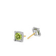 Petite Chatelaine® Pavé Bezel Stud Earrings in Sterling Silver with Peridot and Diamonds, 5mm