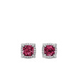 Petite Chatelaine® Pave Bezel Stud Earrings in Sterling Silver with Rhodolite Garnet and Diamonds