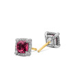 Petite Chatelaine® Pave Bezel Stud Earrings in Sterling Silver with Rhodolite Garnet and Diamonds
