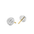 Sculpted Cable Stud Earrings in Sterling Silver with Diamonds, 8mm