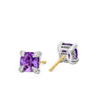 Petite Chatelaine® Stud Earrings in Sterling Silver with Amethyst and Pave Diamonds