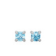 Petite Chatelaine® Stud Earrings in Sterling Silver with Blue Topaz and Pave Diamonds