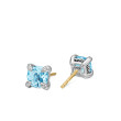 Petite Chatelaine® Stud Earrings in Sterling Silver with Blue Topaz and Pave Diamonds