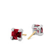 Petite Chatelaine® Stud Earrings in Sterling Silver with Rhodolite Garnet and Pave Diamonds