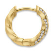 Cable Edge® Huggie Hoop Earrings in 18K Yellow Gold with Diamonds, 13mm