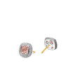 Petite Albion® Stud Earrings in Sterling Silver with Morganite and Pave Diamonds