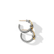 Thoroughbred Loop Huggie Hoop Earrings in Sterling Silver with 18K Yellow Gold
