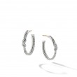 Petite X Hoop Earrings in Sterling Silver with Diamonds, 1in