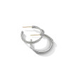 Petite X Hoop Earrings in Sterling Silver with Diamonds, 1in