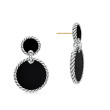 DY Elements® Double Drop Earrings in Sterling Silver with Black Onyx and Diamonds, 33mm