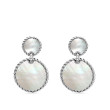 DY Elements® Double Drop Earrings in Sterling Silver with Mother of Pearl and Pave Diamonds