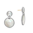 DY Elements® Double Drop Earrings in Sterling Silver with Mother of Pearl and Pave Diamonds