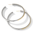 Sculpted Cable Hoop Earrings in Sterling Silver with 18K Yellow Gold