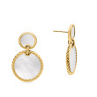 DY Elements® Double Drop Earrings in 18K Yellow Gold with Mother of Pearl, 33mm