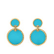 DY Elements® Double Drop Earrings in 18K Yellow Gold with Turquoise, 33mm
