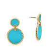 DY Elements® Double Drop Earrings in 18K Yellow Gold with Turquoise, 33mm