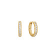 Pavé Huggie Hoop Earrings in 18K Yellow Gold with Diamonds, 13mm