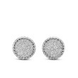 DY Elements® Button Stud Earrings in Sterling Silver with Diamonds, 13.6mm