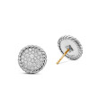 DY Elements® Button Stud Earrings in Sterling Silver with Diamonds, 13.6mm