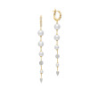 Pearl and Pavé Drop Earrings in 18K Yellow Gold with Pearls and Diamonds, 3.13in