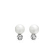 Pearl and Pavé Solari Stud Earrings in Sterling Silver with Pearls and Diamonds, 13mm