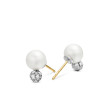 Pearl and Pavé Solari Stud Earrings in Sterling Silver with Pearls and Diamonds, 13mm