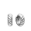Sculpted Cable Hoop Earrings in Sterling Silver, 25mm