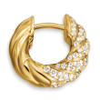 Sculpted Cable Hoop Earrings in 18K Yellow Gold with Diamonds, 14.4mm